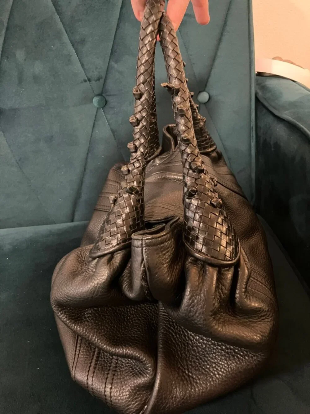 [One Owner] Vintage Fendi Small Spy Bag Black Pebbled Leather Y2K